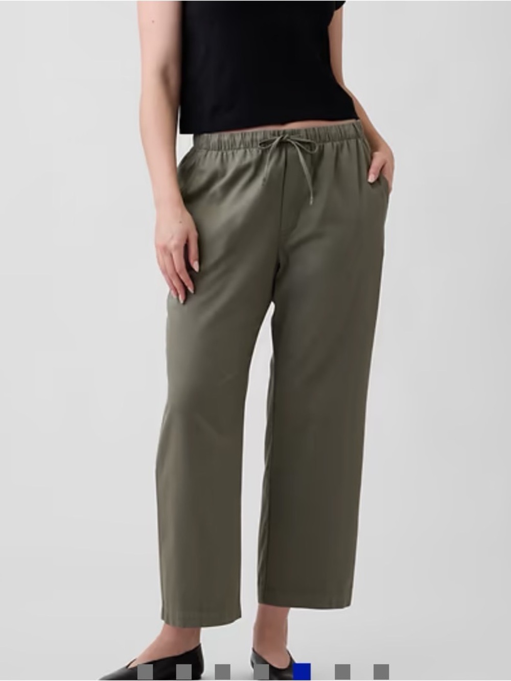 NWT GAP Women’s Black Mid Rise Twill Easy Pant Drawstring Waistband - Picture 10 of 12